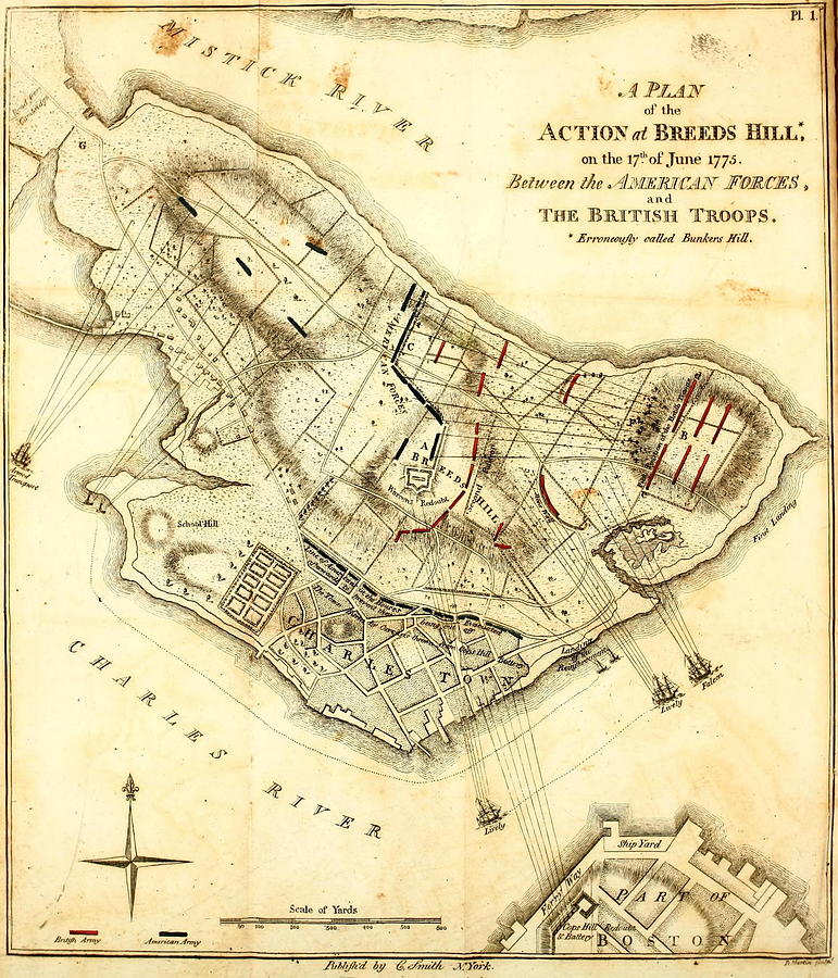 Bunker Hill - Map Drawing by Charlie Ross