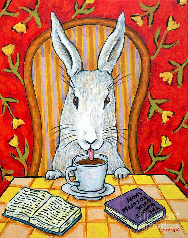 Coffee Painting - Bunny at the Cafe by Jay  Schmetz