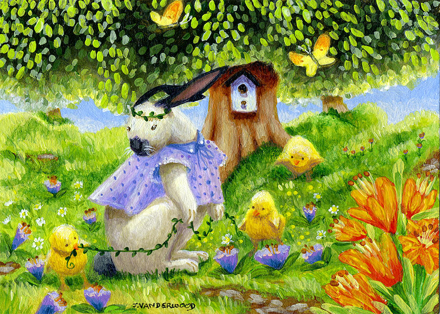Bunny Friends Painting by Jacquelin L Vanderwood Westerman