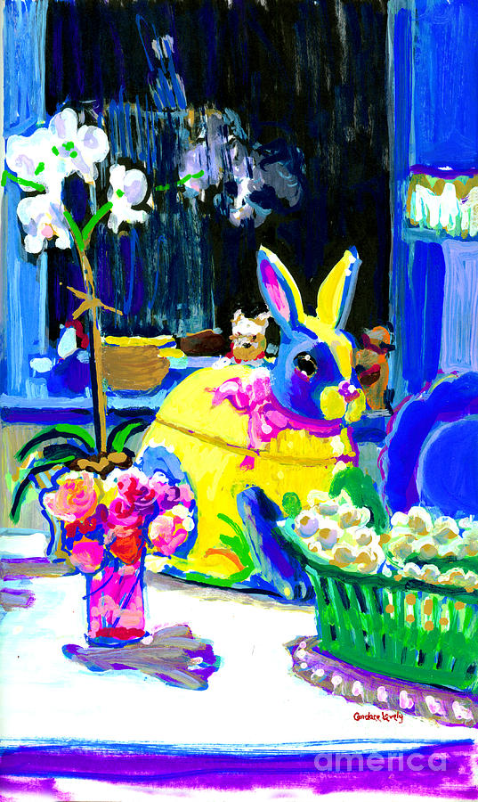 Bunny in Kitchen Painting by Candace Lovely