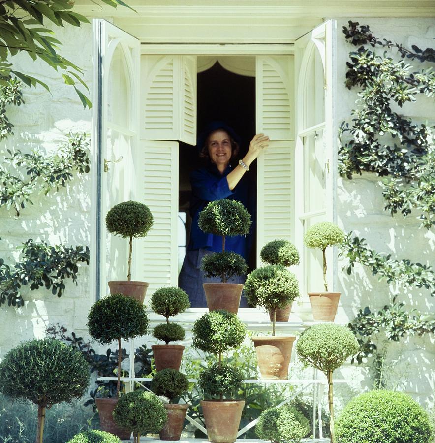 Bunny Mellon By Her Potted Trees Photograph by Horst P. Horst