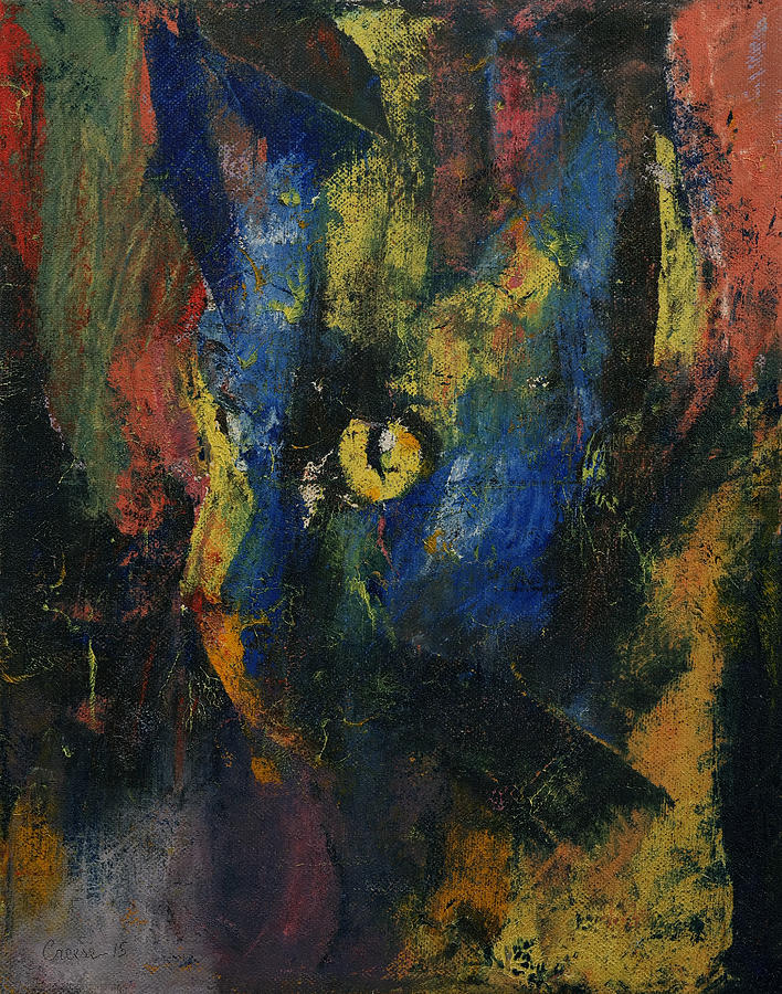 Blue Cat Painting by Michael Creese