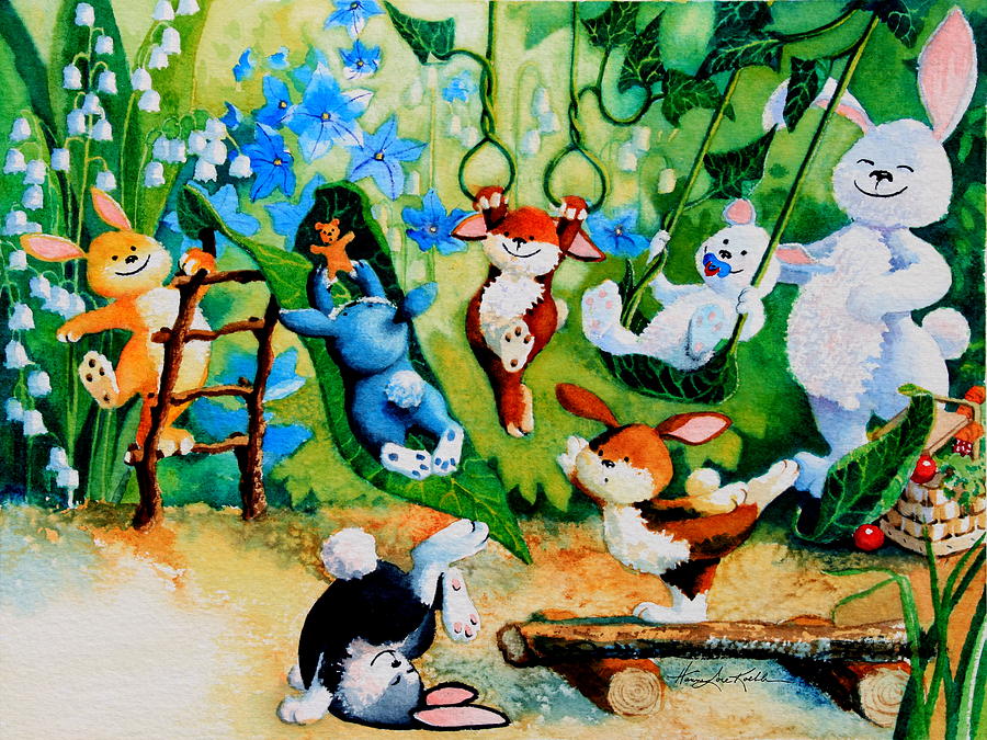 Bunny Tricks Painting by Hanne Lore Koehler