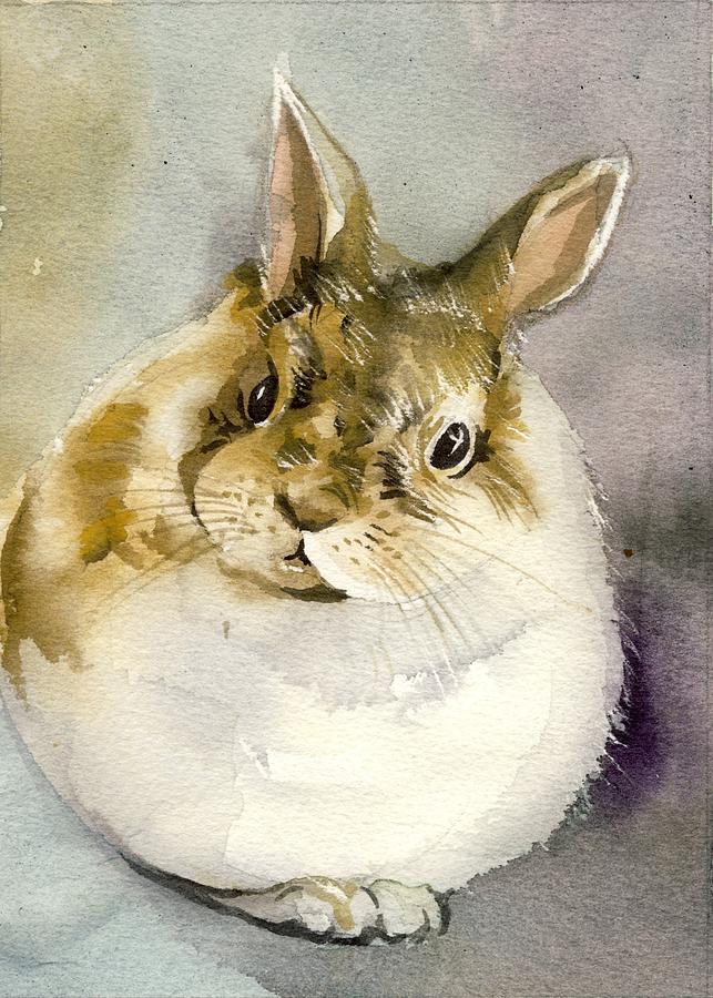 bunny waiting for Easter Painting by Alfred Ng