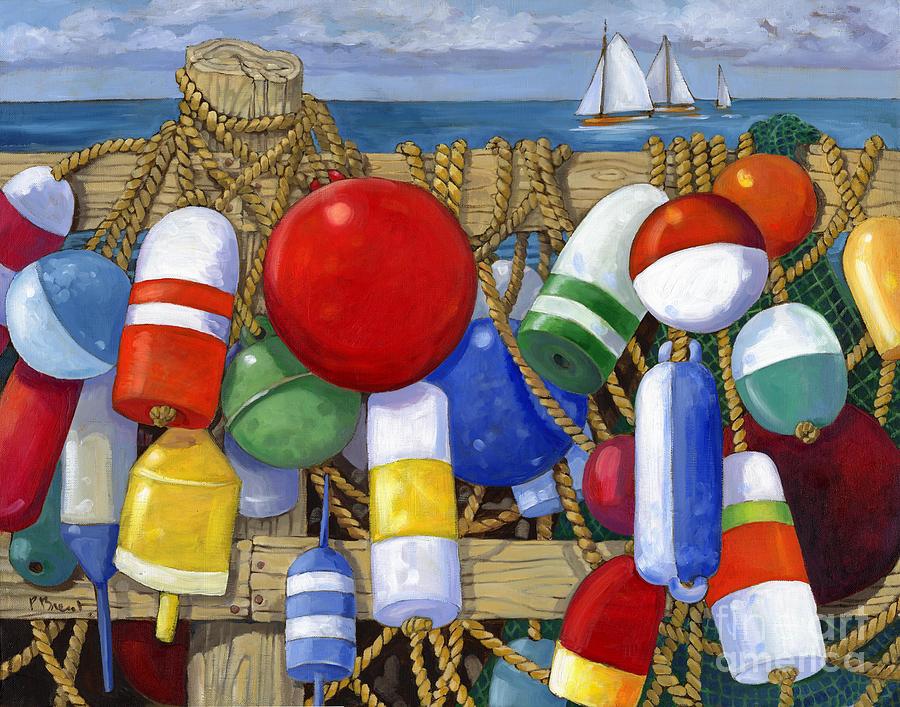 Yellow Painting - Buoy Composition by Paul Brent