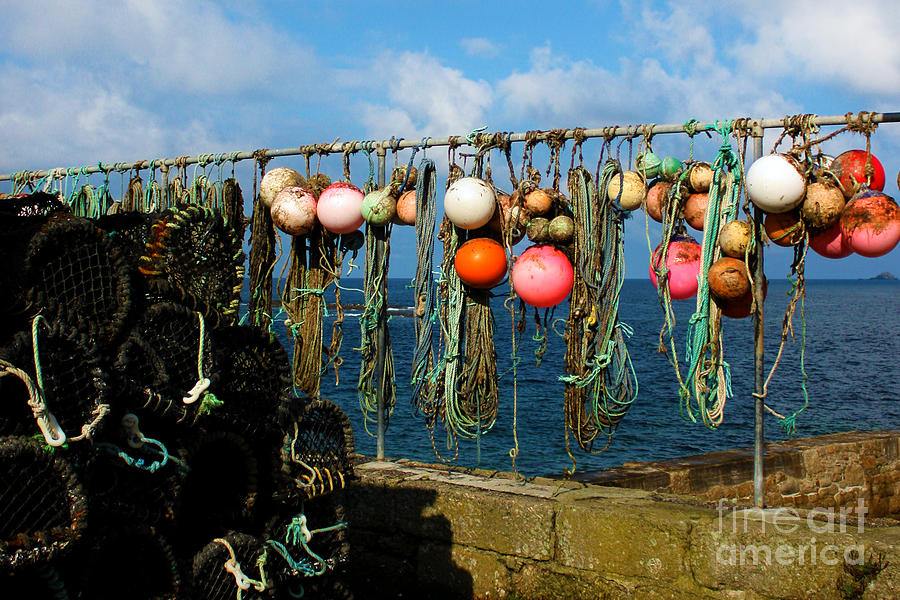 Rope Photograph - Buoys and Pots in Sennen Cove by Terri Waters