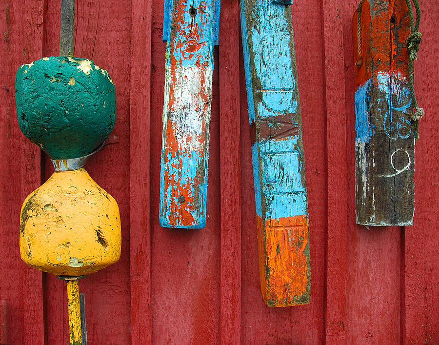 Buoys at Rockport Motif Number One Lobster Shack Maritime Photograph by Jon Holiday
