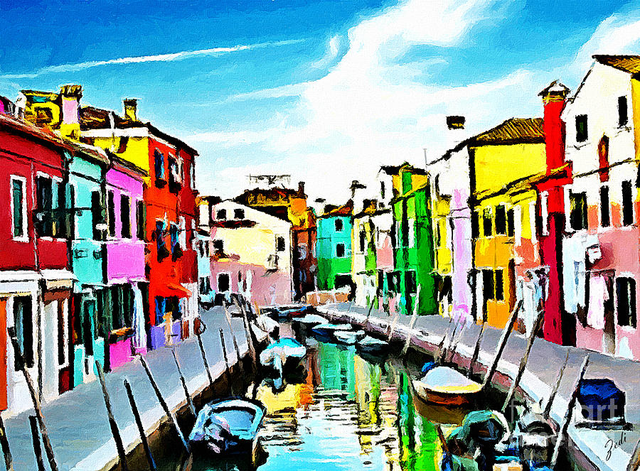Burano - Venice - Italy Painting by - Zedi -