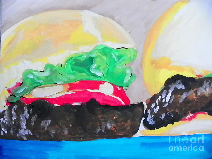Burgers Painting by Marisela Mungia
