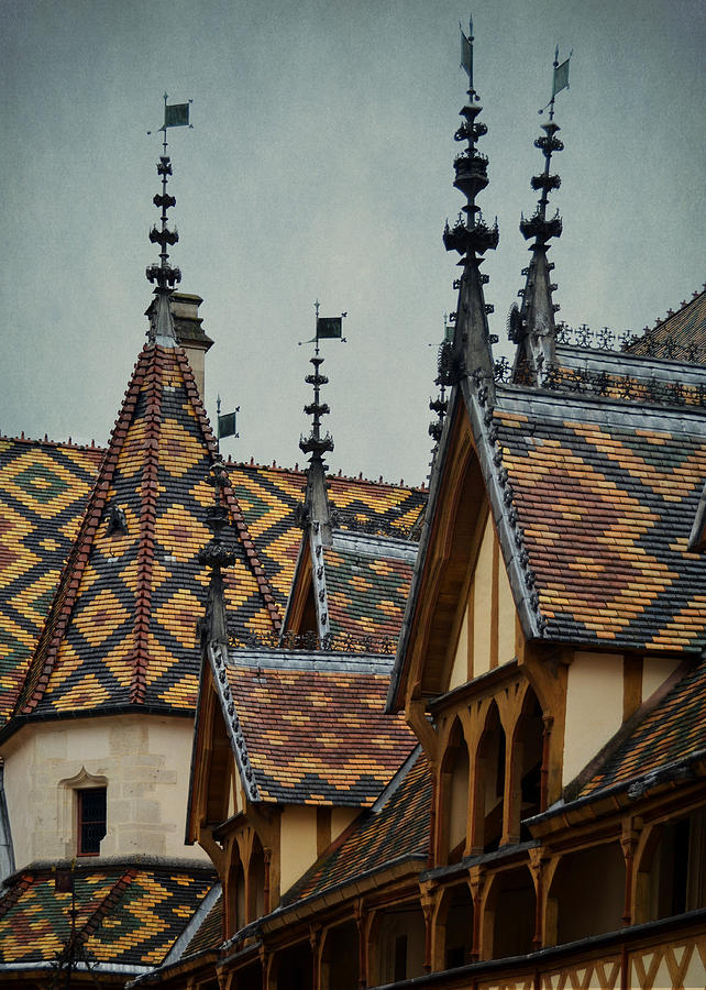 Burgundian Polychrome Tile Rooftops on the Hotel Dieu Photograph by Carla Parris