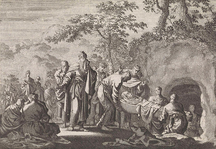 Burial Of Sarah, Jan Luyken, Pieter Mortier Drawing by Jan Luyken And ...