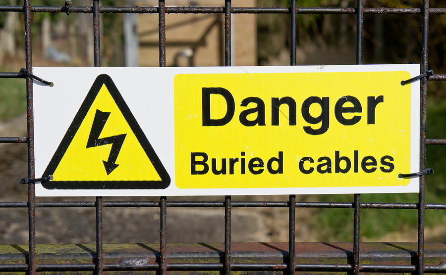 Sign Photograph - Buried cables by Tom Gowanlock