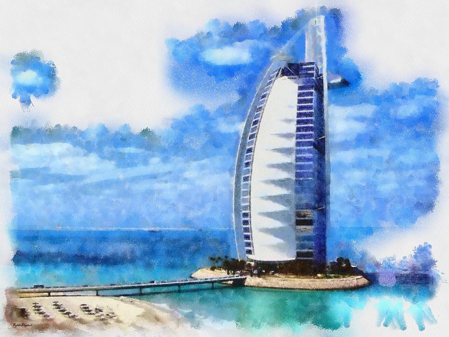 Boat, Burj Al Arab Jumeirah, Burj Khalifa, Hotel, Drawing, Tower,  Skyscraper, Silhouette transparent background PNG clipart | HiClipart