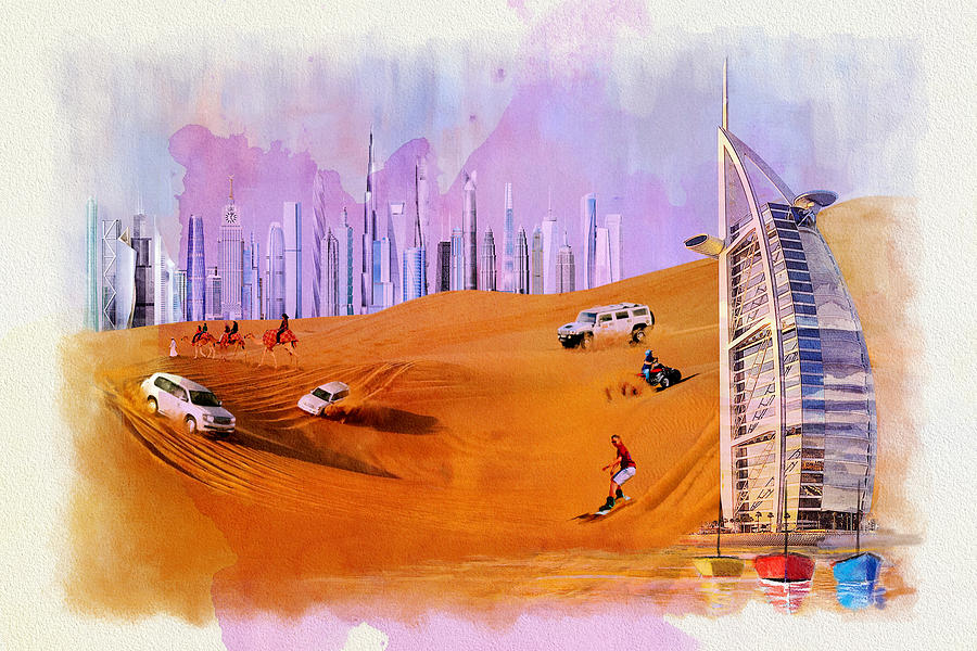 Burj Arab Skyline Painting by Corporate Art Task Force