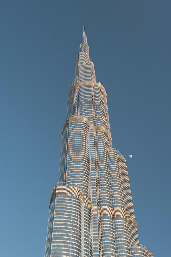 Burj Khalifa & Moon, Souk Al Bahar Photograph by Richard ...