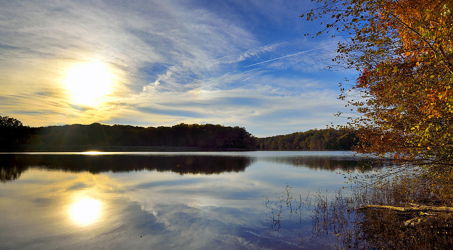 Burke Lake Park at dusk - Virginia Photograph by Brendan Reals