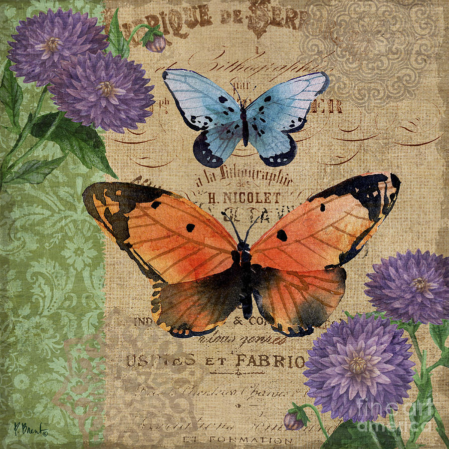 Butterfly Painting - Burlap Butterflies II by Paul Brent