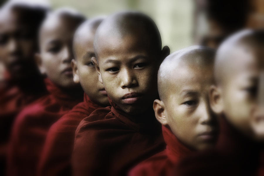 Portrait Photograph - Burma Monks 2 by David Longstreath