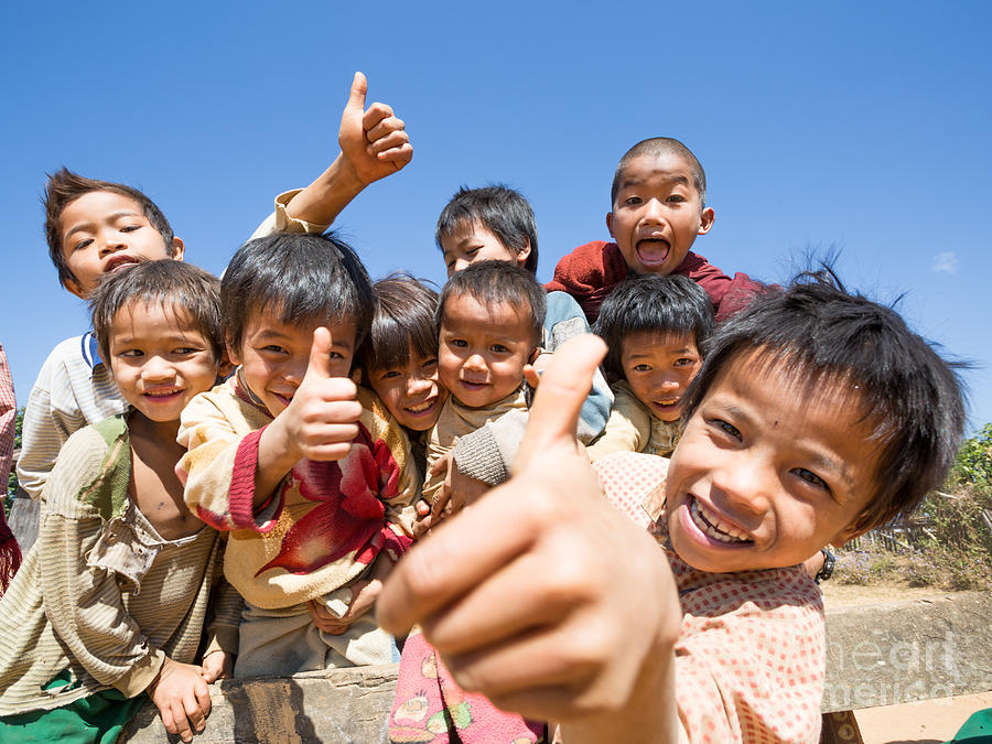 Burmese children smiling Photograph by Matteo Colombo