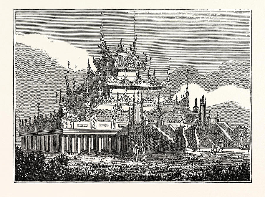 Vintage Drawing - Burmese Kioum, Or Royal Convent by English School