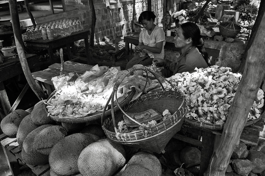 Burmese market BW Photograph by RicardMN Photography