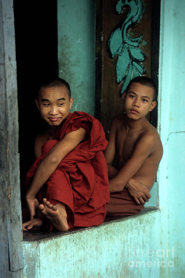 Burmese monks Photograph by James Brunker