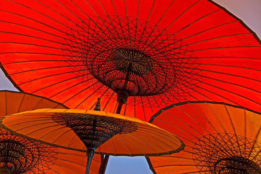 Burmese umbrellas Photograph by Dennis Cox