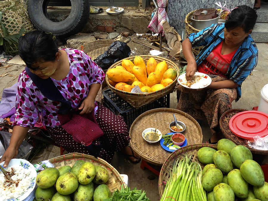 Burmese Women Selling Fresh Fruit And Produce On The Streets Of Yangon Myanmar Photograph by PIXELS  XPOSED Ralph A Ledergerber Photography
