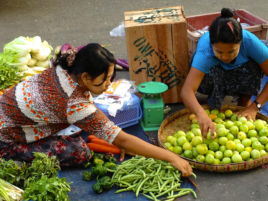 Burmese Women Selling Fresh Produce Central Yangon Myanmar Photograph by PIXELS  XPOSED Ralph A Ledergerber Photography