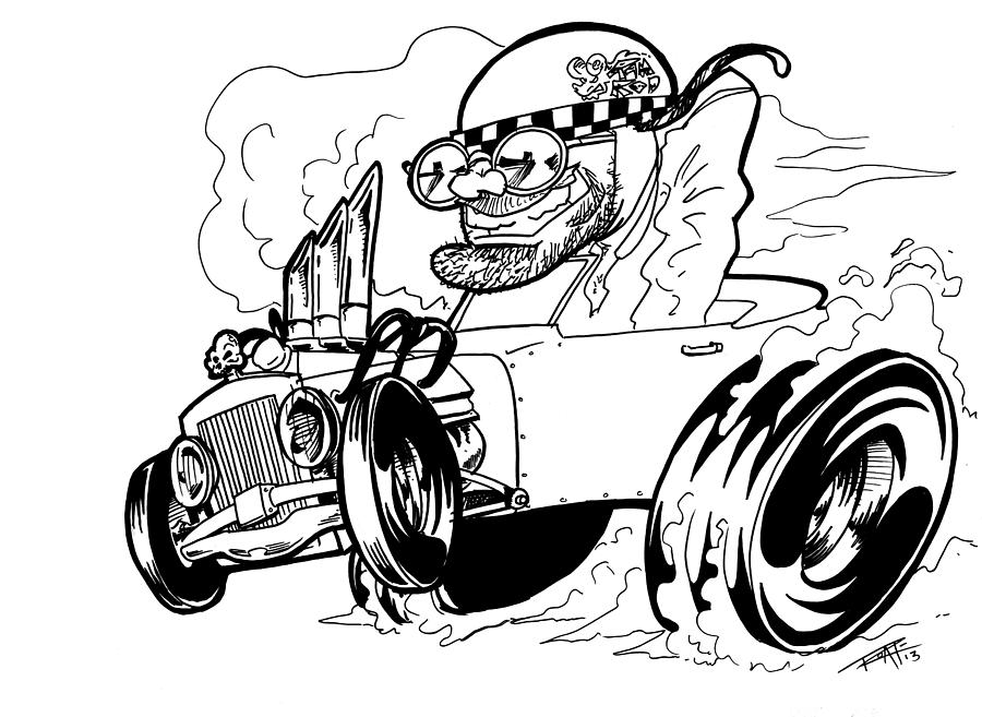 Car Drawing - Burn Out by Big Mike Roate