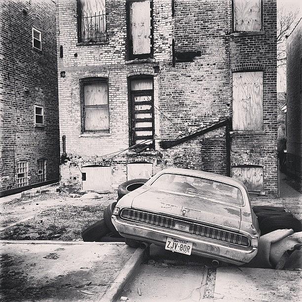 Chicago Photograph - Burned Out Car And Building #chicago by Michael Green