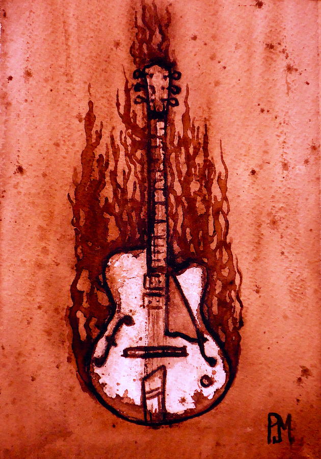 Burnin Guitar II Painting by Pete Maier