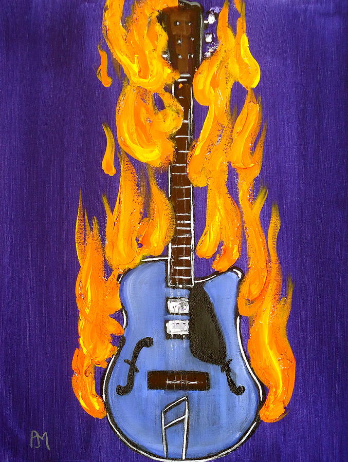 Burning Painting - Burnin Guitar III by Pete Maier
