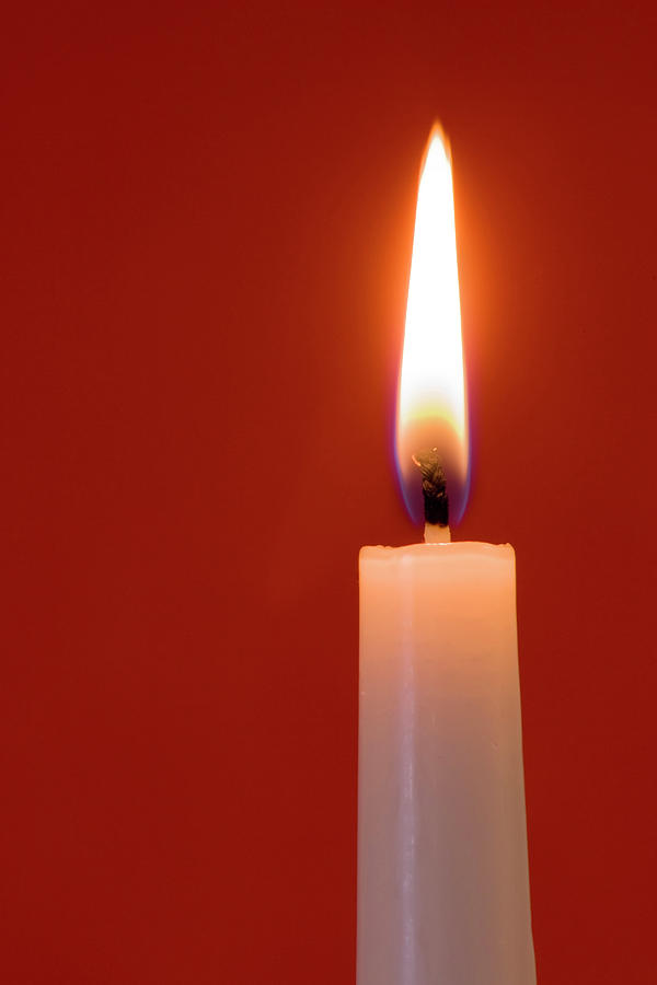 Burning Candle On Red Background Photograph by Jaynes Gallery - Fine