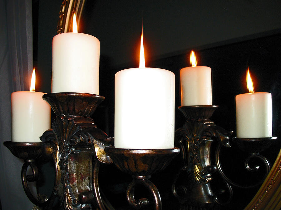 Burning Candles And Reflections Photograph