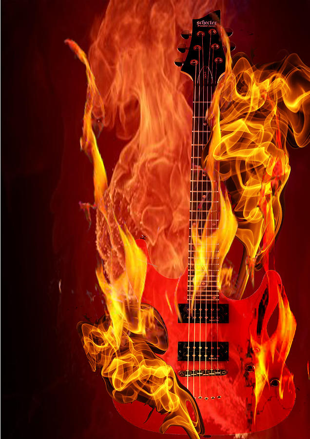 Burning Guitar Digital Art by Deepali Varshney