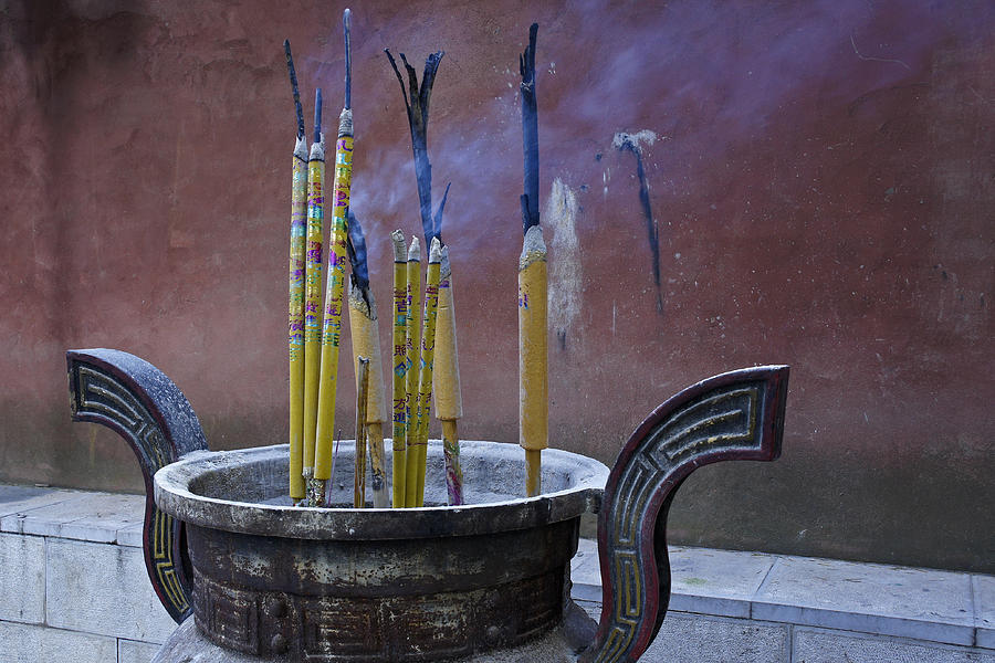 Burning Incense in Chinese Temple Photograph by Michele Burgess