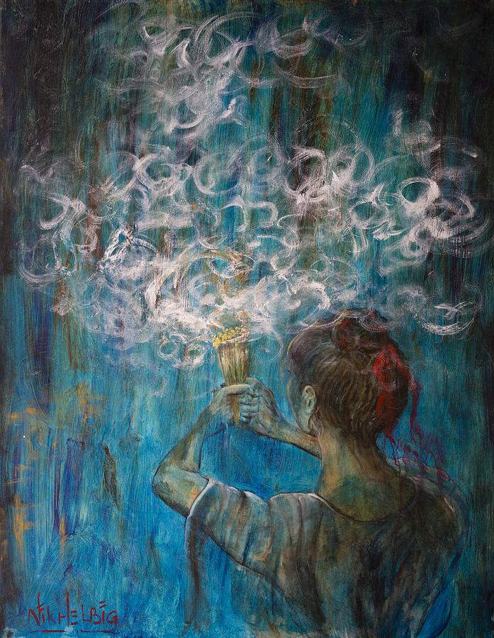 Burning Joss Painting by Nik Helbig