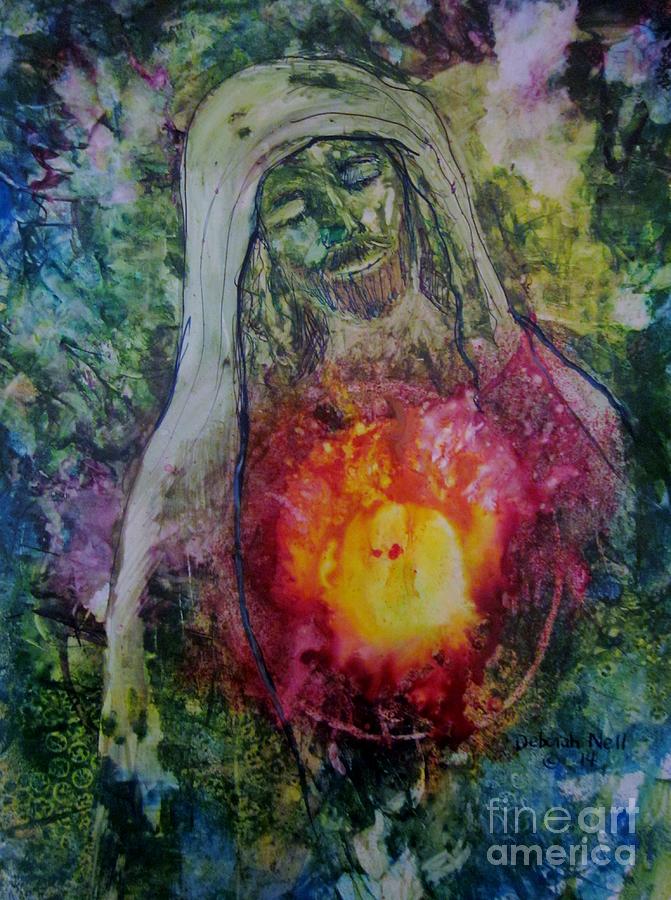 Jesus Christ Painting - Burning Love by Deborah Nell