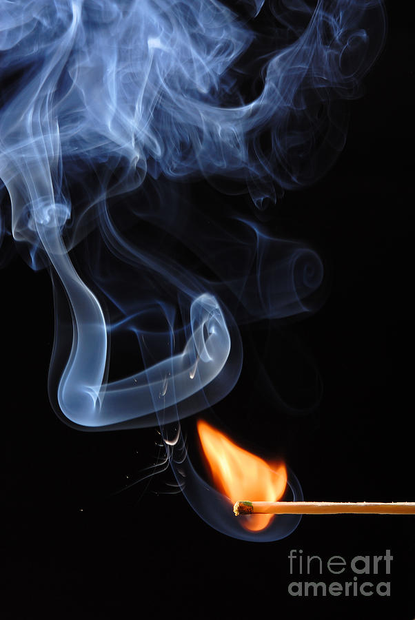 Burning Match And Smoke Photograph