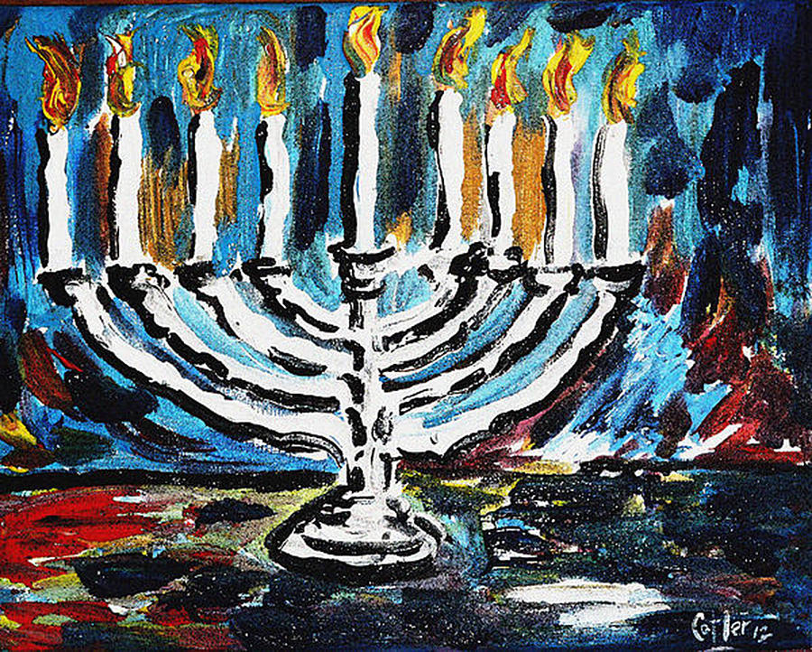 Burning Menorah Painting