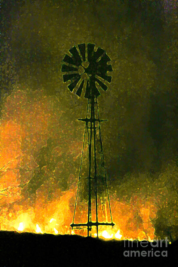 Farm Digital Art - Burning of the Fields by Night by E B Schmidt