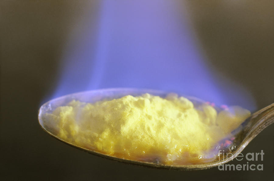 Spoon Still Life Photograph - Burning Sulfur by ER Degginger
