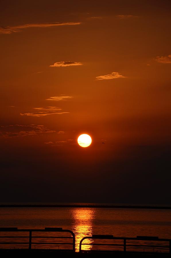 Lake Michigan Photograph - Burning Sunrise by Nikki Watson    McInnes