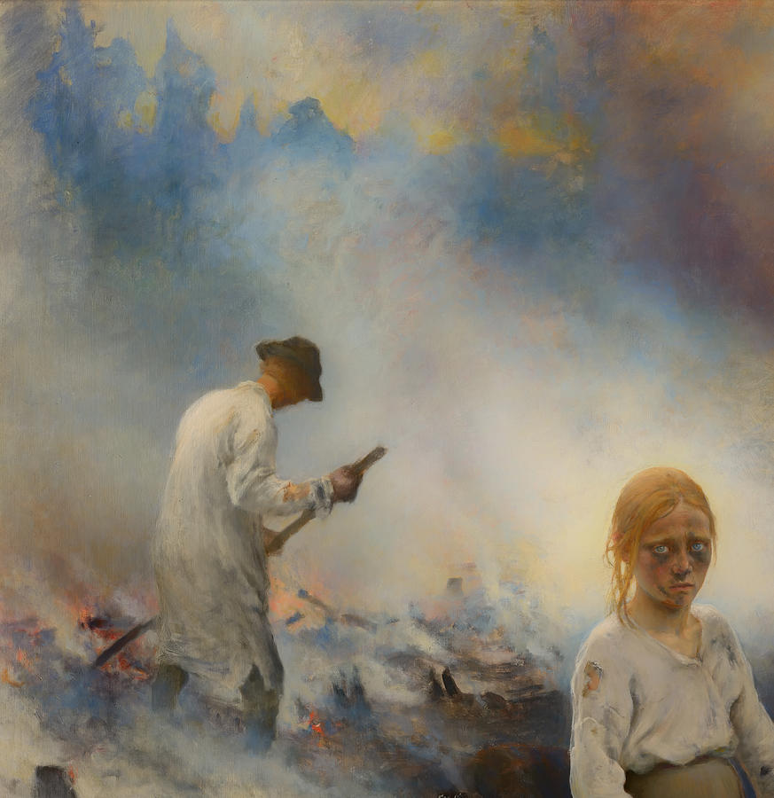 Vintage Painting - Burning the Brush by Mountain Dreams