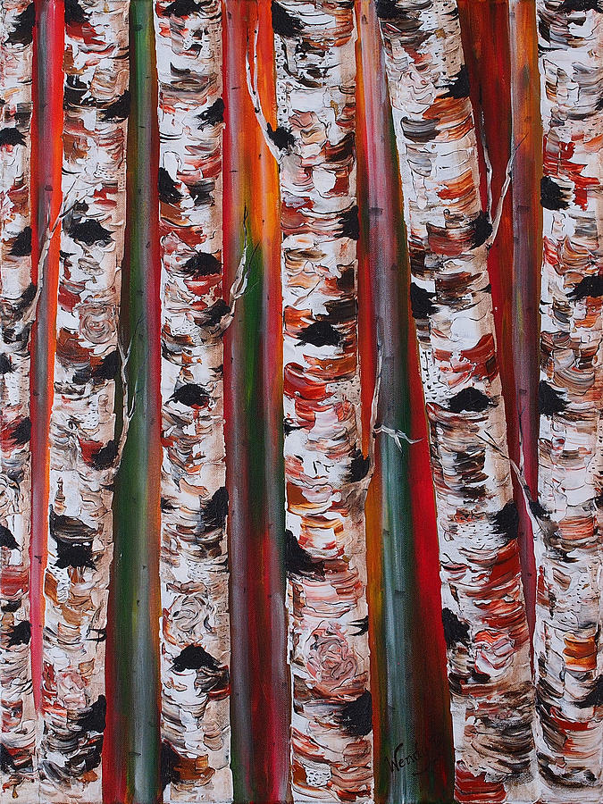 Burnt Orange Birch Painting by Wendy Provins