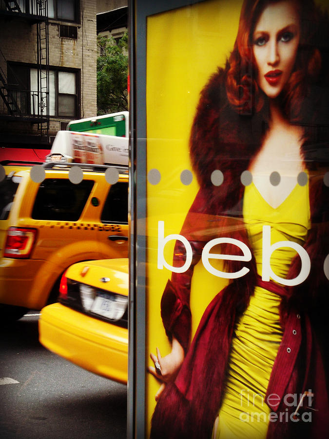 Bus Poster with Taxis - New York Photograph by Miriam Danar