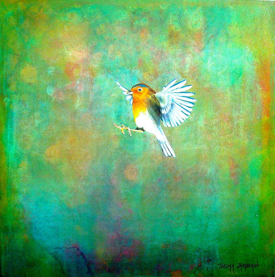 Bird Painting - Buscando pista by Thelma Zambrano