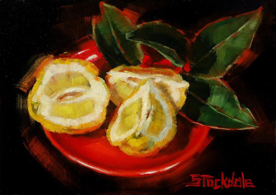 Lemon Painting - Bush Lemon Sliced by Margaret Stockdale