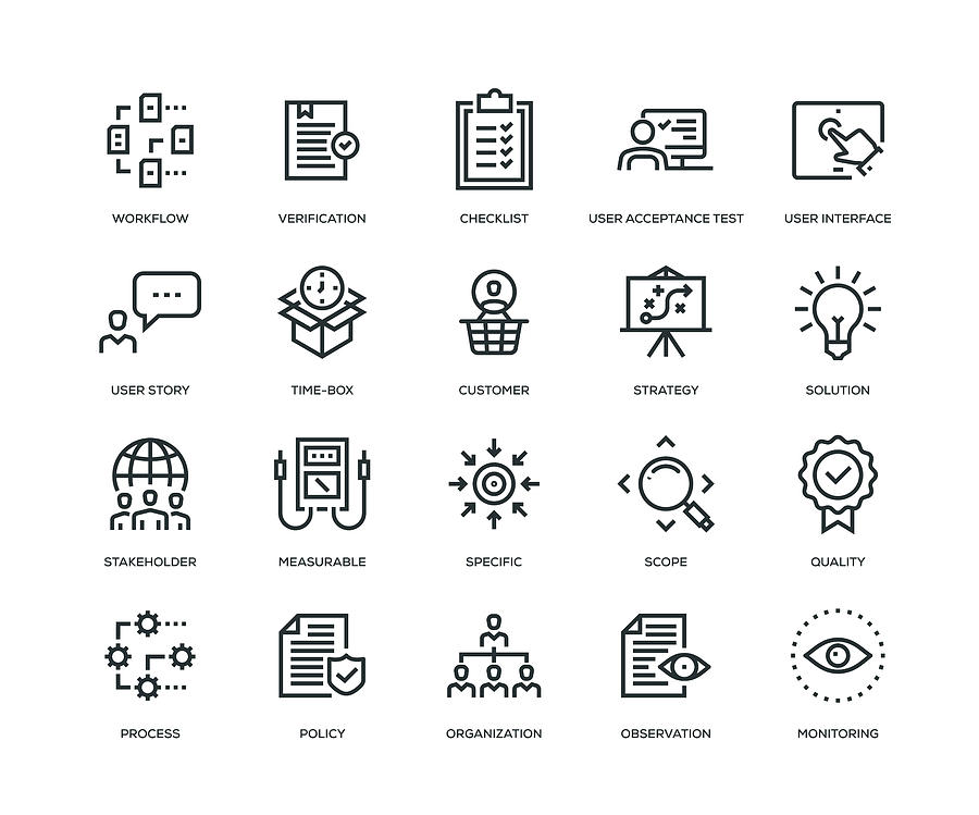 Business Analysis Icon Set Drawing by Enis Aksoy